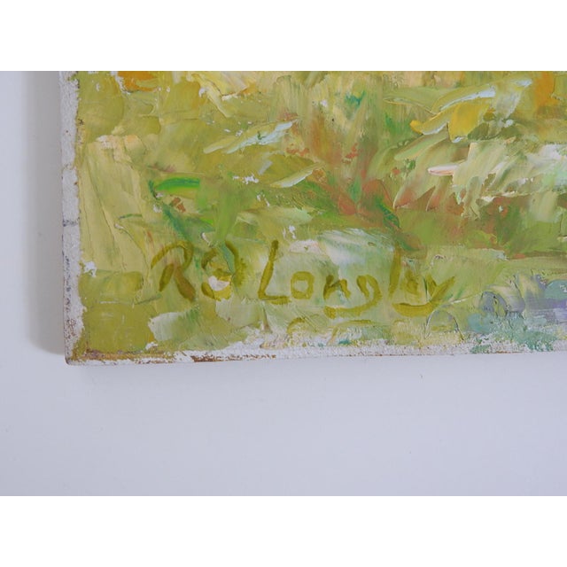 Late 20the century oil on panel impressionist golden cottage garden painting by Robert Longley (20th/21st century)...