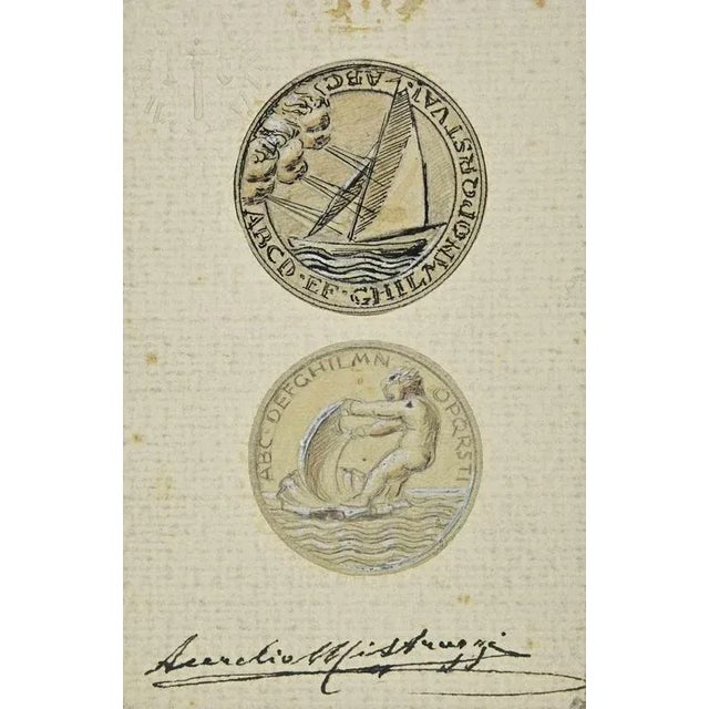 Study for Medals is an Artwork realized by the Italian Artist Aurelio Mistruzzi in the 1940s. Drawing pencil, ink, and...