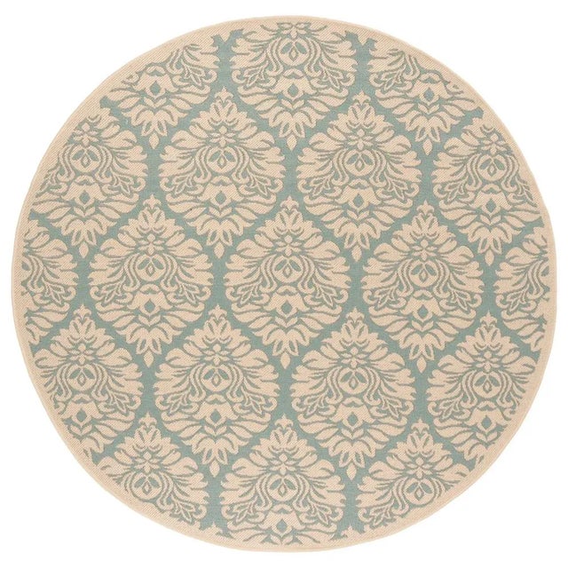 Diver Bay Indoor Outdoor Rug Aqua & Cream 6'7" Round For Sale - Image 4 of 4