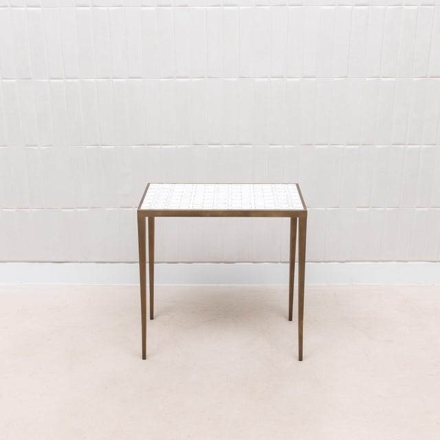 Set of 3 Nesting Tables in White Shagreen and Mother of Pearl With Bronze Patina Brass by R&y Augousti For Sale - Image 11 of 11