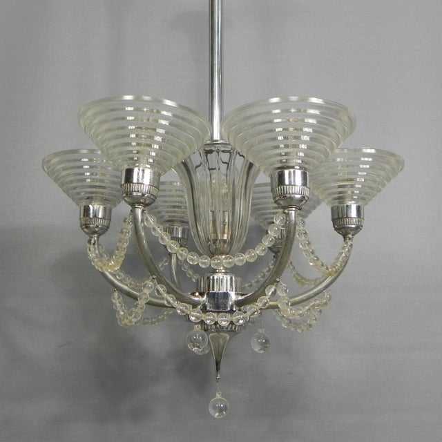 1930s Art Deco Hanging Lamp by G. Leleu, 1930s For Sale - Image 5 of 18