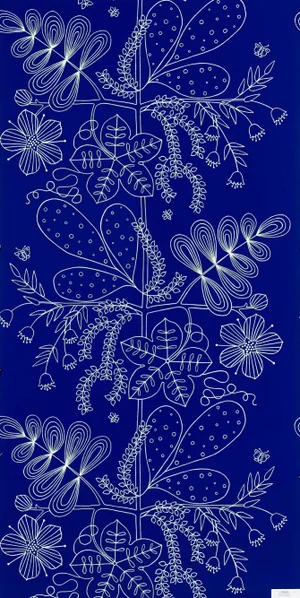 Sample - Schumacher Blommen Wallpaper in Marine