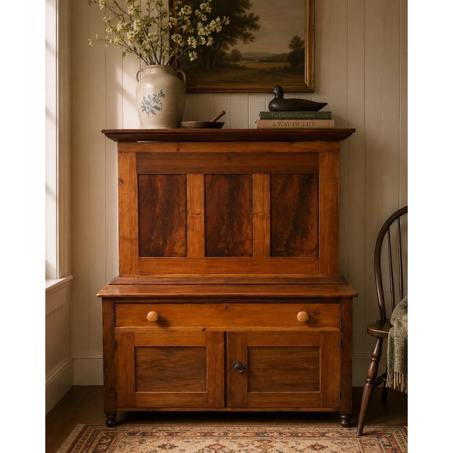 An impressive early 19th-century American butler’s secretary desk distinguished by a beautifully fitted interior with...