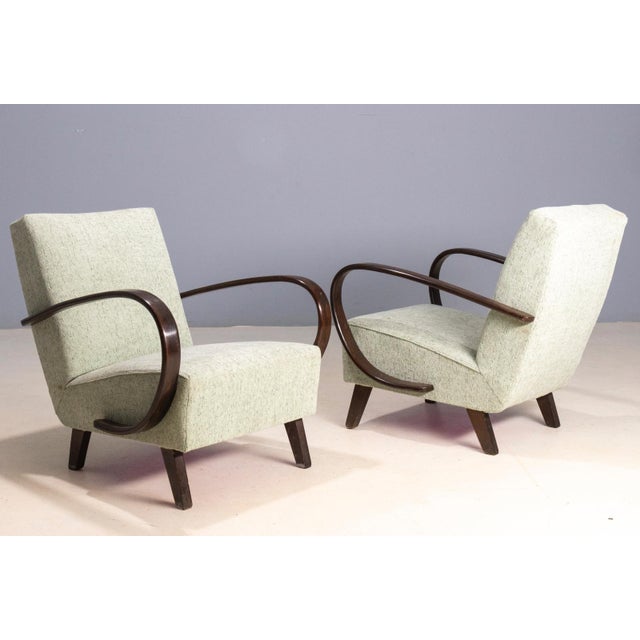 Mid-Century Modern H-227 Armchairs from Jindřich Halabala, Czechoslovakia, 1930s, Set of 2 For Sale - Image 3 of 4