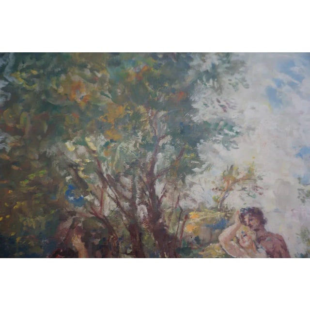 Green Herman Lipot "The Garden" Oil Painting on Canvas Early 20c For Sale - Image 8 of 11