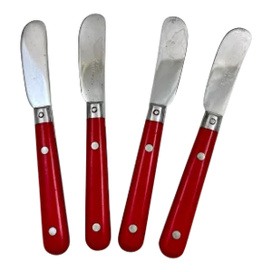Mid-Century French Red Spreaders, Set of Four