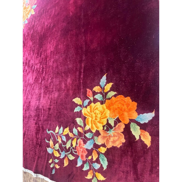 Antique Chinese Art Deco Carpet 7'10" × 9'10" For Sale - Image 4 of 7