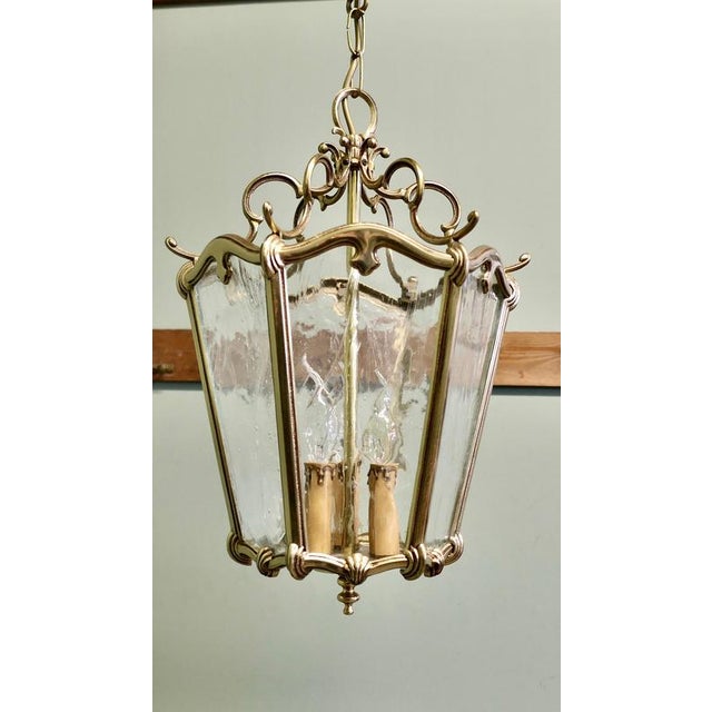 Large French Rococo Style Brass Lantern, 1960 For Sale - Image 6 of 8