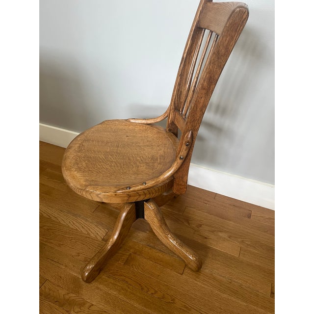 Tan 1920s Solid Oak Bankers Chair For Sale - Image 8 of 10