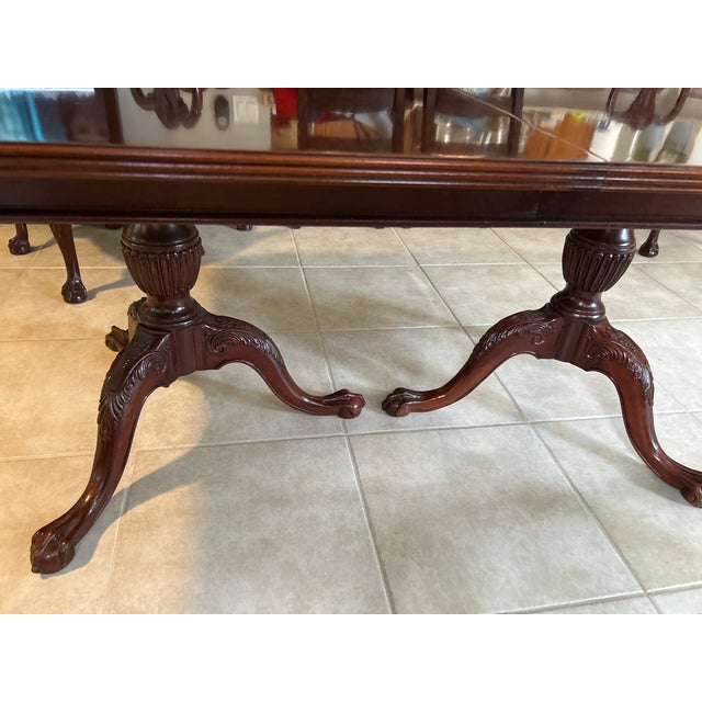 1990s 1990s Mahogany Double Pedestal Extension Dining Table For Sale - Image 5 of 5