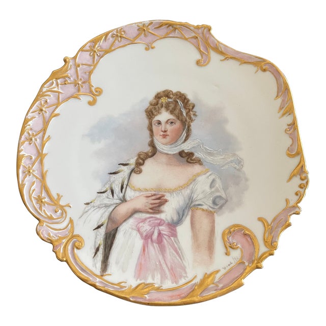 Antique Limoges France Marie-Louise Portrait Porcelain Plate For Sale