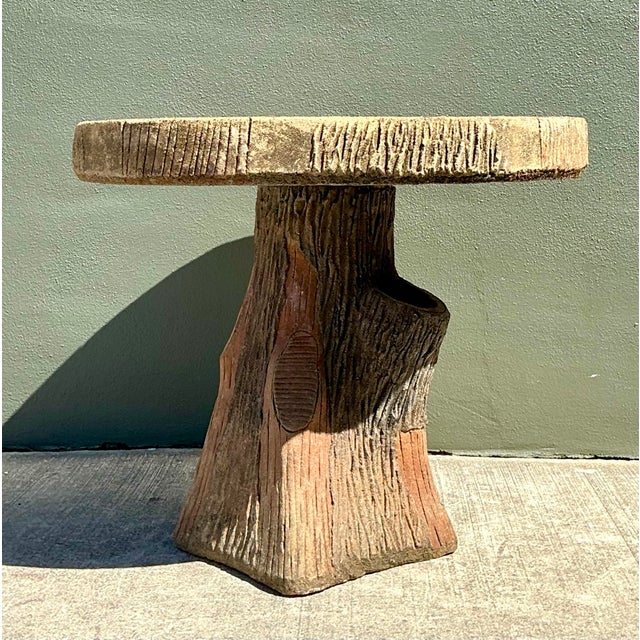 Mid-Century Modern Vintage Patinated Faux Bois Concrete Table For Sale - Image 3 of 12