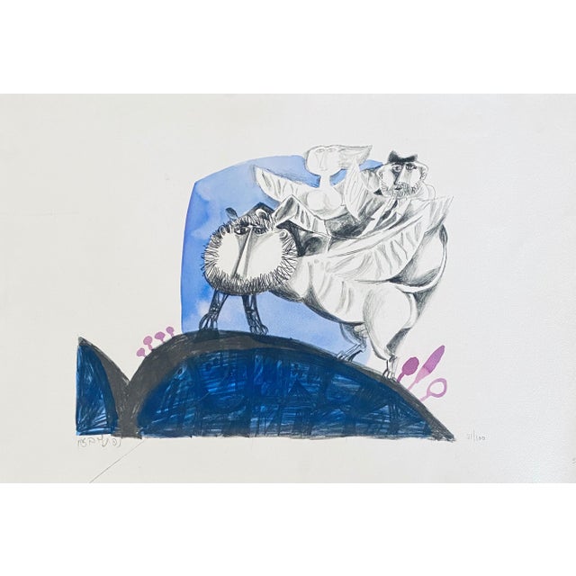 Naftali Bezem, Israeli Surrealist Abstract Lithograph Naftali Bezem For Sale