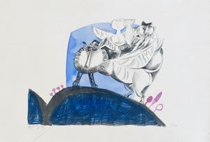 Naftali Bezem, Israeli Surrealist Abstract Lithograph Naftali Bezem