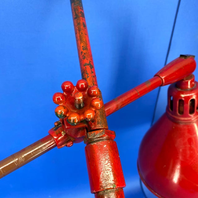 Red Early 20th Century Large Red Industrial Metal Floor Lamp By O. C. White For Sale - Image 8 of 12