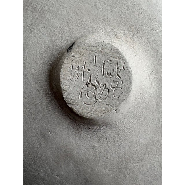 Lavender Post Modern Memphis New Wave Pastel Hand Built Pottery Plate Signed 1988 For Sale - Image 8 of 8