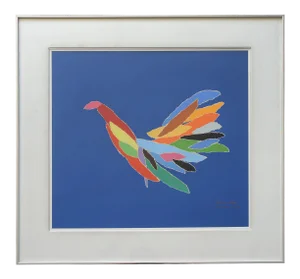 1970s "Night Bird" Modernist Limited Edition Silkscreen by Arthur Secunda, Framed