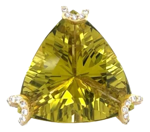 Lime Quartz & Diamond 18k Yellow Gold Large Ring, Size 3