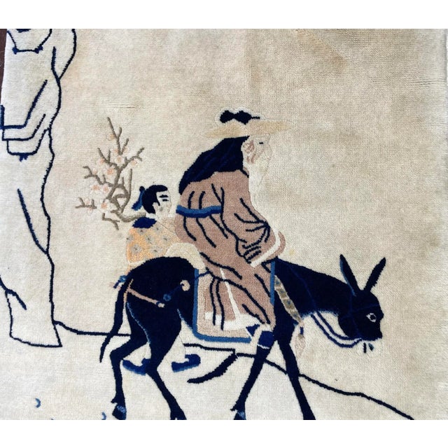 Textile Antique Art Deco/Peking Rug 2'7" X 5', Pictorial Design, C-1940's #17409 For Sale - Image 7 of 10