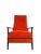 Walnut reclining chair in orange chenille fabric, attributed to Milo Baughman for Thayer Coggin. This piece is unsigned.
