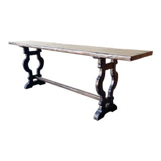 Vintage French Farmhouse Wood Console Table For Sale