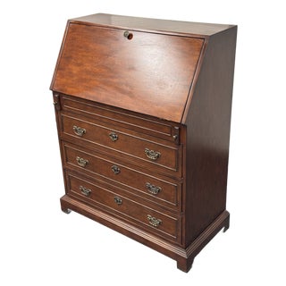 Wood Secretary Desk Chest, Vintage For Sale