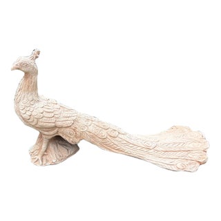 Vintage Italian Terracotta Peacock Sculpture For Sale