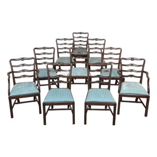 Set of 10 Edwardian Mahogany Dining Chairs Includes 2 Armchairs For Sale