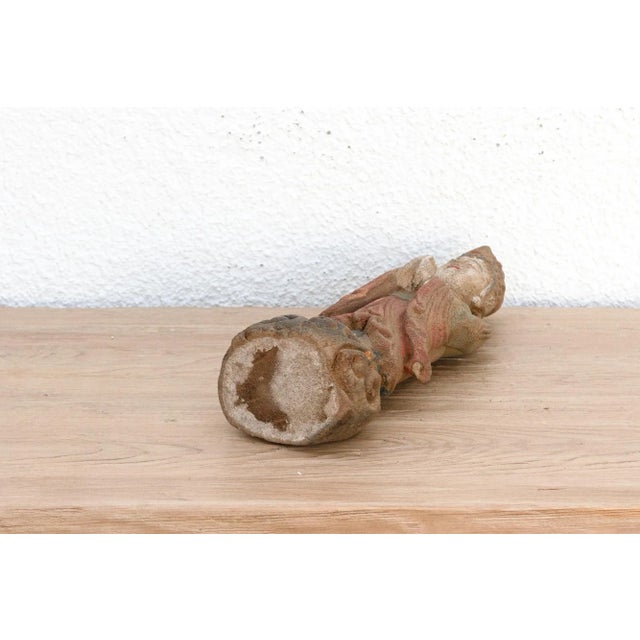 Brown Small Serene Carved Praying Buddha For Sale - Image 8 of 9