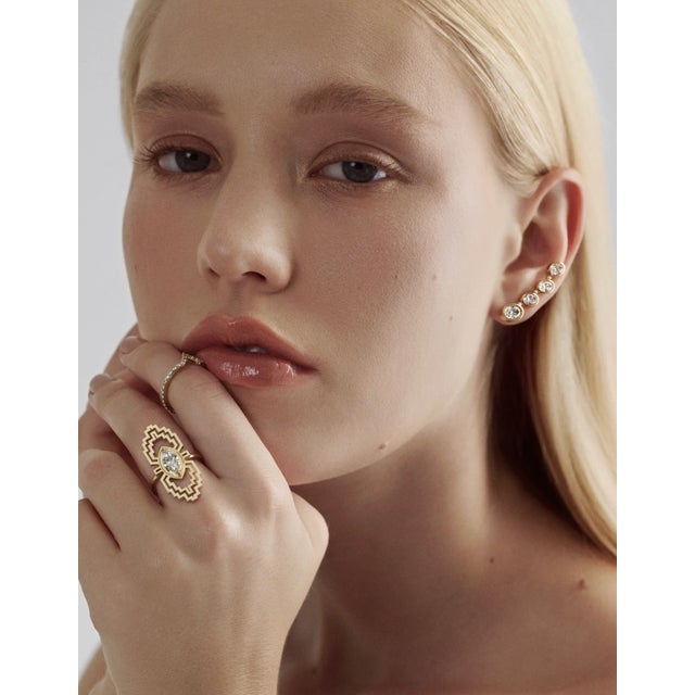 The Maze Ring - A statement maze motif cocktail ring set with 1ct natural antique marquise diamond handcrafted in 18k...