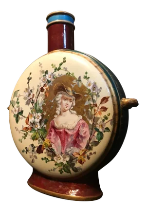 Antique 19th Century Royal Vienna Belle époque Porcelain Moon Flask
