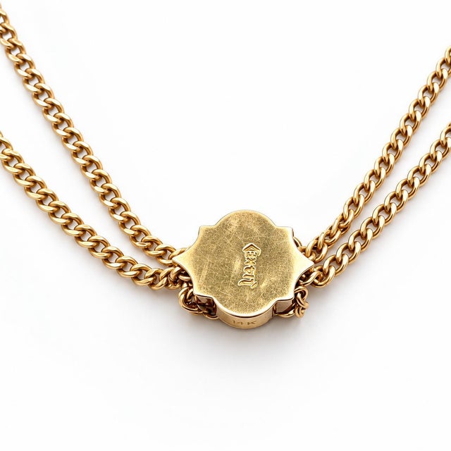 19th Century Antique Victorian 14k Yellow Gold Watch Fob Chain With Pearl & Turquoise For Sale - Image 5 of 8