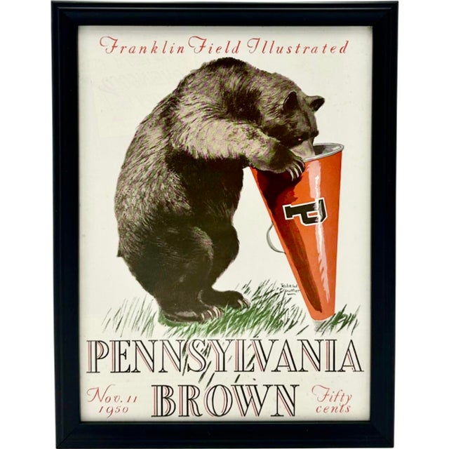 1950s Vintage Pennsylvania vs. Brown Framed 1950 Football Program Cover For Sale - Image 5 of 8