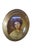 Vintage lacquered oval oil painting of a young redhead girl with pearls, titled Sanndy. 13" Dimensions: 13 x 1 x 11"
