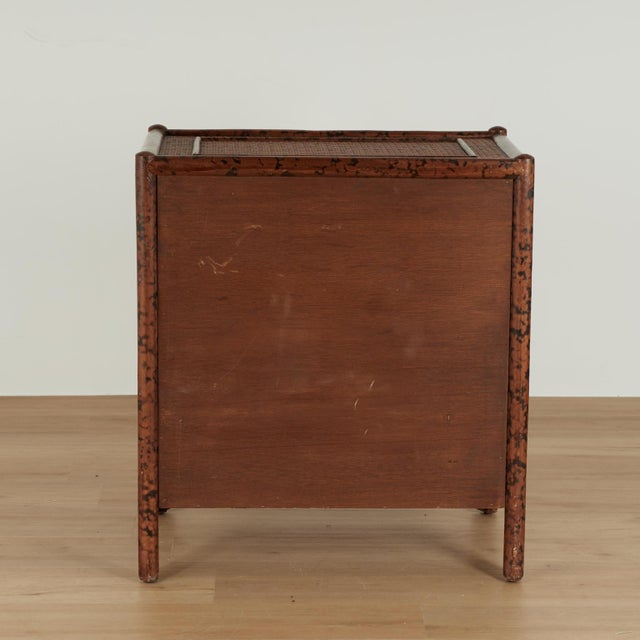 Pair of Vintage British Colonial Faux Bamboo and Grasscloth Stands For Sale - Image 10 of 18