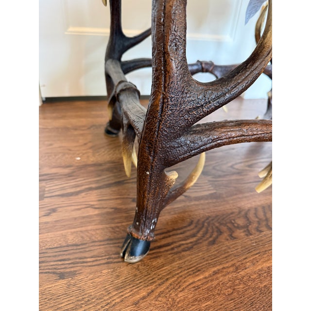 Late 20th Century Faux Hide and Antler Ottoman For Sale - Image 5 of 9