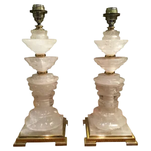 Italian Table Lamp in Rocca Crystal and Brass