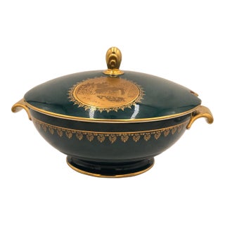 Rare Teal Tureen & Charger Plate - European Porcelain Covered Serving Dish by Rosenthal For Sale