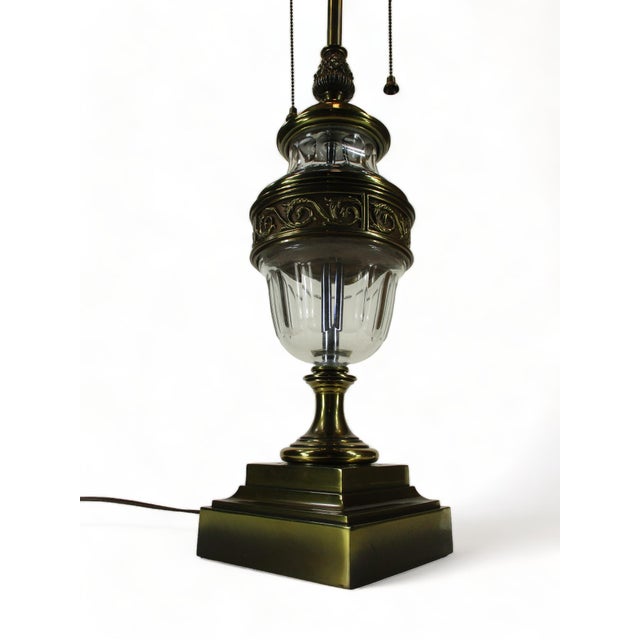 Mid 20th Century 36" Torchiere Lamp Stiffel Brass & Crystal Pineapple Hollywood Regency For Sale - Image 10 of 15