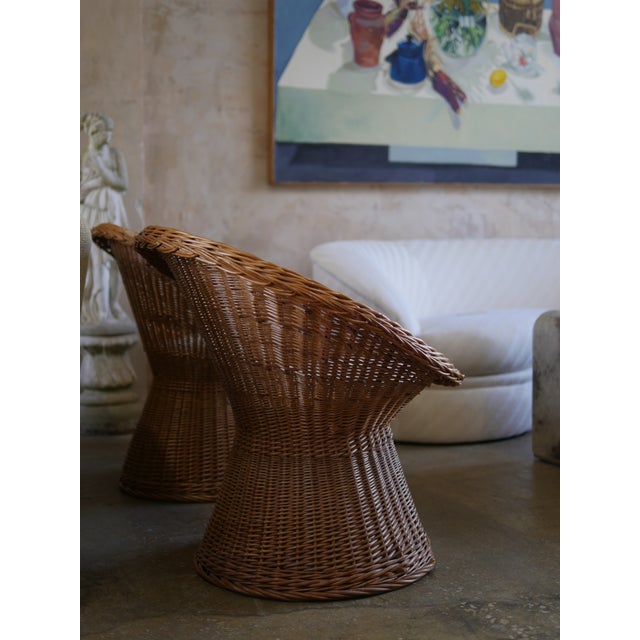 Mid-Century Italian Rattan Lounge Chairs - Set of 2 For Sale - Image 4 of 7