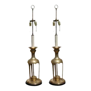 Pair of 1950s Brass Lamps in the Manner of James Mont