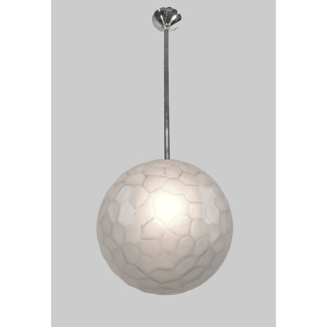 A Very Large French Art Deco Chandelier Pendant Light by Genet Et Michon - 1920s France For Sale - Image 10 of 10