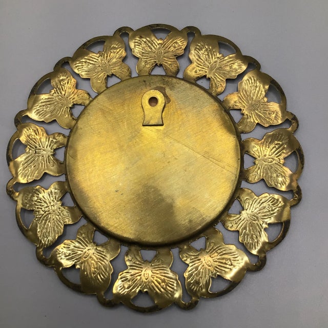 1970s Wall Plates Influential Composers Stamped on Yellow Brass and Butterfly Filigree Made in England-Set of 6 For Sale - Image 5 of 13