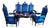 French Neo-Gothic Revival Dining Set in Deep Blue Velvet, Set of 4 For Sale