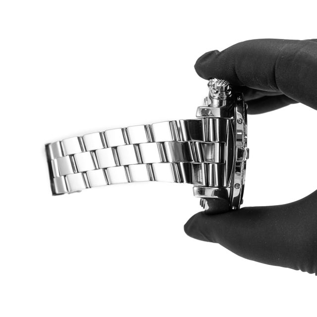 Silver Breitling Super Avenger 48mm A13370 White Dial Diamond Bezel Chrono Steel Watch For Sale - Image 8 of 10