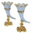 Pair of Antique French Opaline Glass Cornucopia Horn Vases Dore Bronze Mounts For Sale