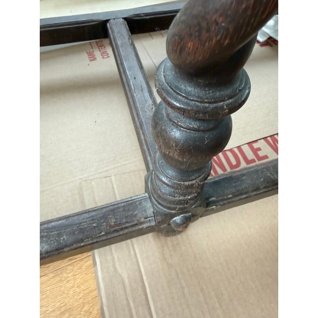 Brown Antique Jacobean Server With Barley Twist Stretcher For Sale - Image 8 of 8