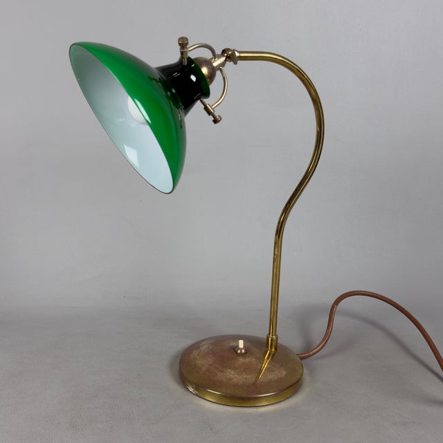 Green and White Brass and Murano Glass Table Lamp from Valenti Luce, 1970s For Sale - Image 4 of 14