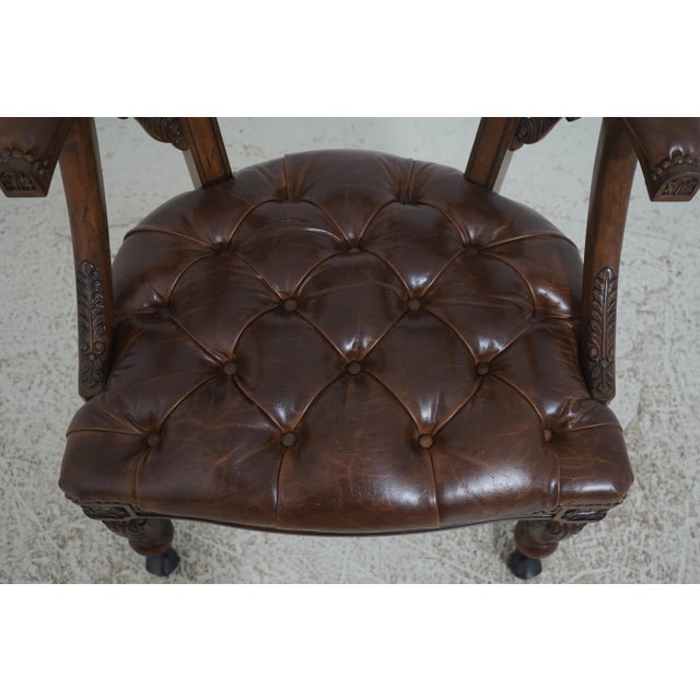 Set of 4 Maitland Smith Gentry Tufted Leather Game Chairs For Sale - Image 11 of 18