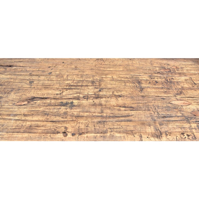 1930s Vintage Oak Pig Bench Butcher's Block Table. For Sale - Image 5 of 11